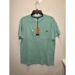 Chubbies The Sea Mist Pocket Graphic T-Shirt Small Aqua Blue Cotton Blend